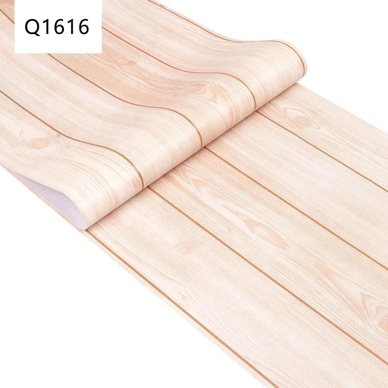 45CM PVC Striped Wood Self-Adhesive Wallpaper Background Wall Desk Cabinet Furniture Renovation Waterproof Sticker