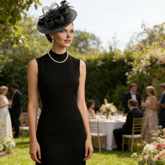 Genomskinlig Nätblomma Fascinatorhatt Vintage Tebjudning Dam Vävhatt Bröllop Cocktail