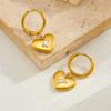 Gold Plated Stainless Steel Crystal Heart Hoop Earrings for Women