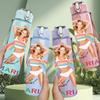 1 Stück Mariah Carey Rainbow Retro Sänger Druck 750ml Tragbare Sportwasserflasche Auslaufsicher Fitnessstudio Outdoor Reise Trinkbecher