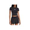 adidas Essentials 3-Stripes Slim Fit Short Sleeve T-Shirt Streetwear Tops Women Black White JC8325