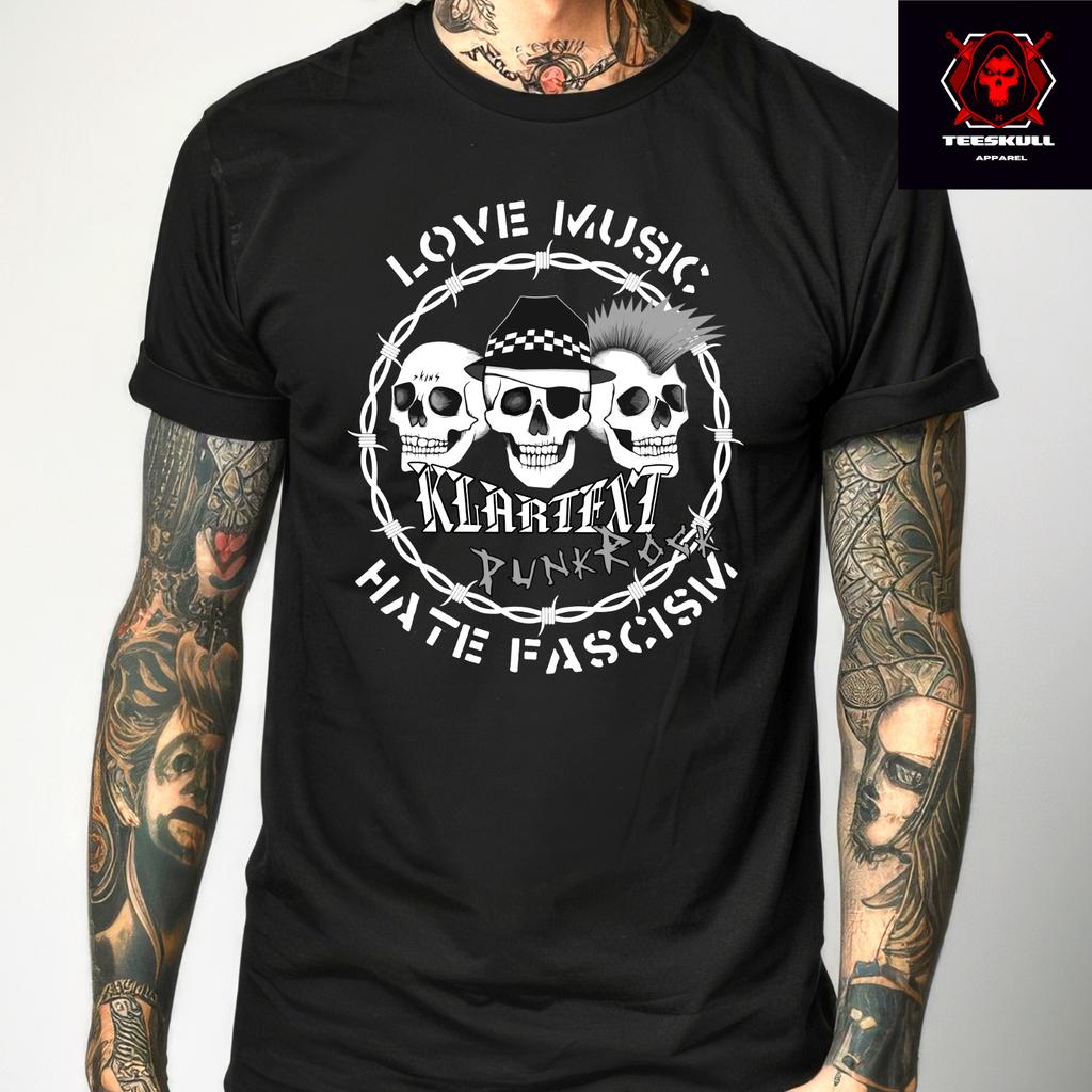 26 Klartext 'Love Music Hate Fascism" Punk Rock Tee Cotton Unisex T-SHIRT S-3XL Unisex T-Shirt