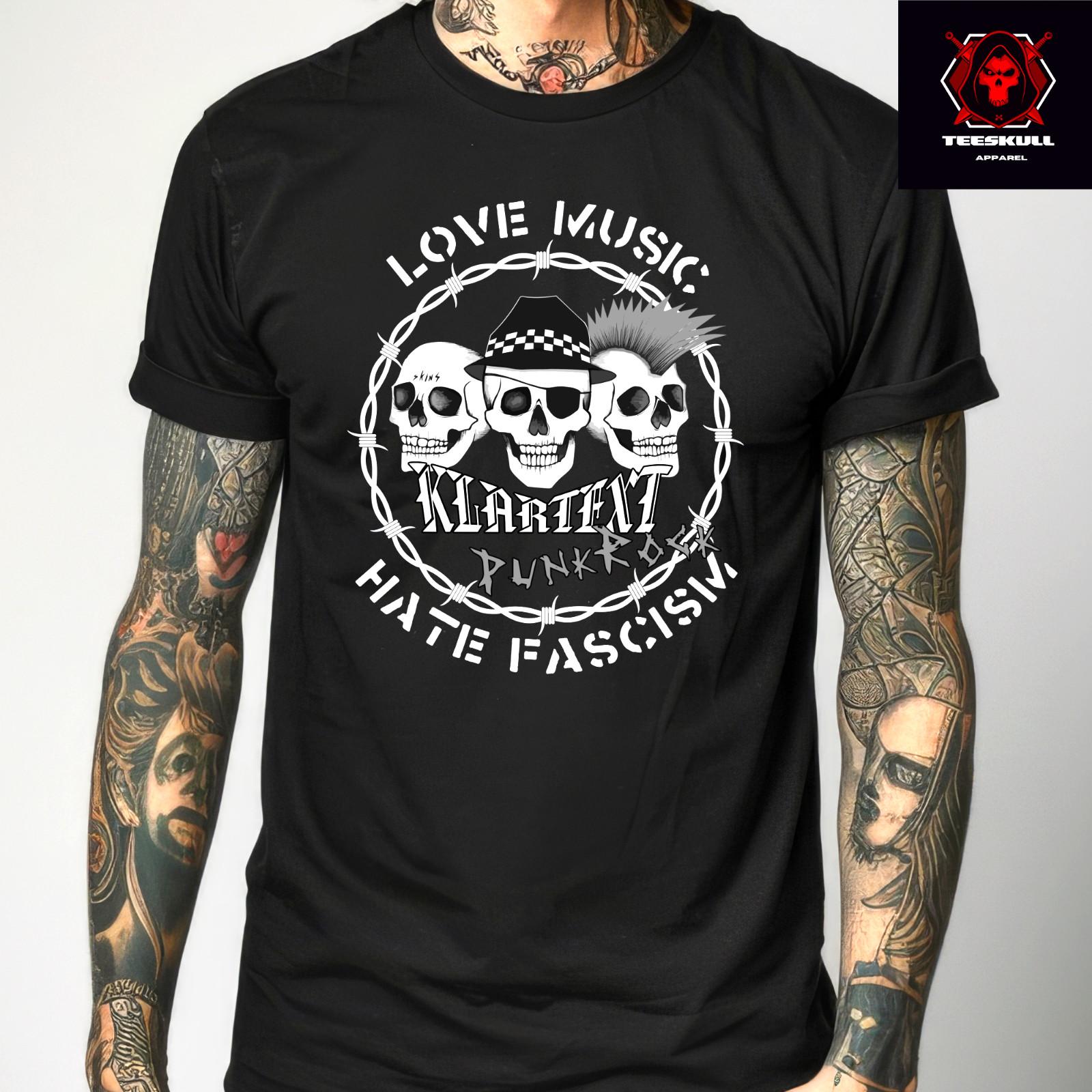 

26 Klartext Love Music Hate Fascism Punk Rock Tee Cotton Unisex T-SHIRT S-3XL Unisex T-Shirt XXL