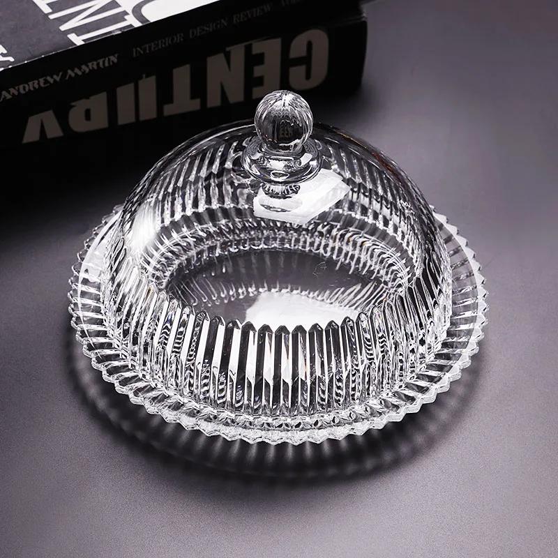 

Exquisite Covered Cake Pan, Fruit Dessert Plate with Glass Cover, Table Dust Proof, Afternoon Tea, Heart Display Tray, New