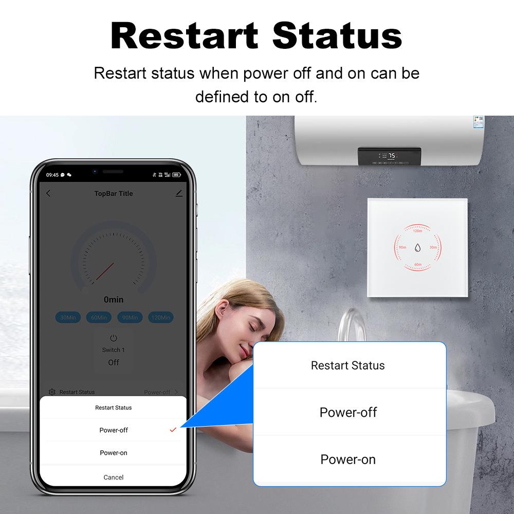 Graffiti WiFi Smart Touch Switch for Water Heater & Air Conditioner, 40A High-Power, European Standard, Voice Control.