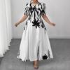 Modisches Damenkleid mit Print und Puffärmeln
