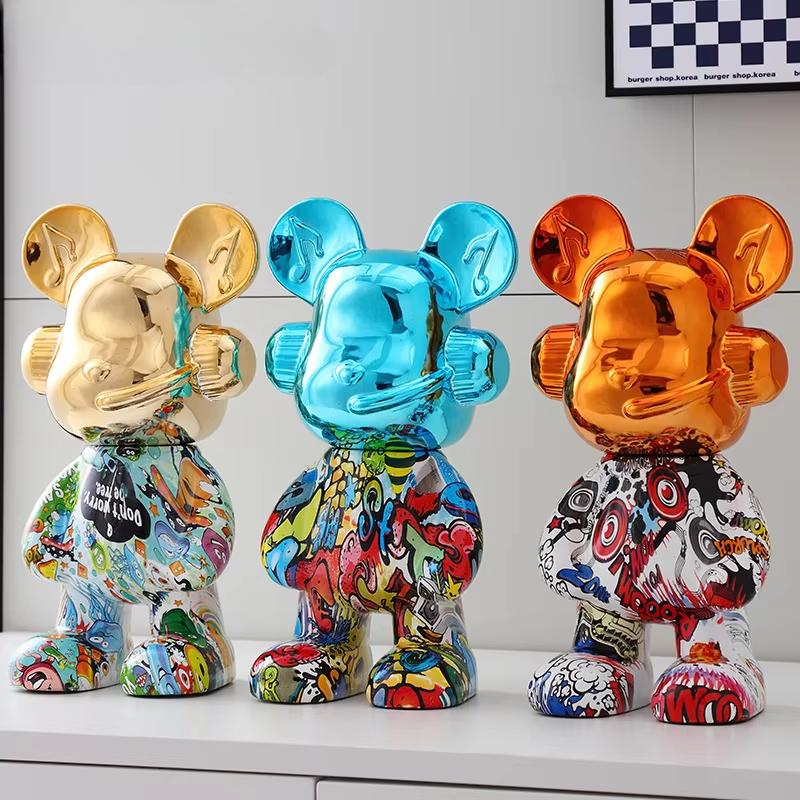 Salvadanaio a forma di Orso Colorato Moda Statuetta Animale Decorazione Moderna per Soggiorno Casa Regalo