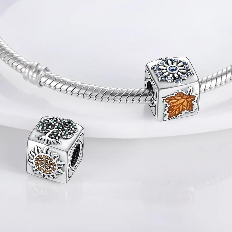 Аутентичные Шармы-Бусины Шармы медь Креативные Шармы-Бусины Четыре Сезона Кубик Совместимые С Шармы-Бусины Браслетами Plata Идеально Для Женщин Украшения