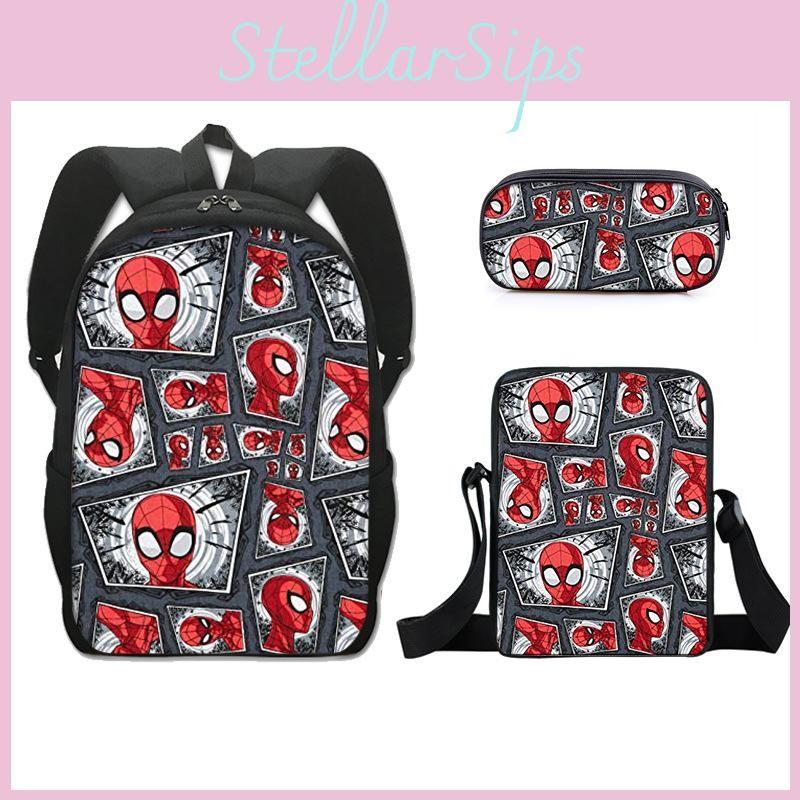 Backpack Spiderman Cartoon Collection Shoulder Bag Pencil Case For School Days