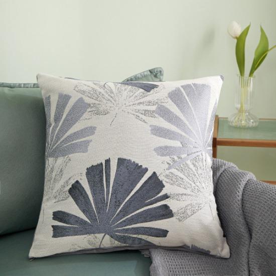 Same Style Jacquard High-precision Bedside Cushion Soft Package Geometric Leaf Square Cushion Leather Pillowcase Pastoral Style