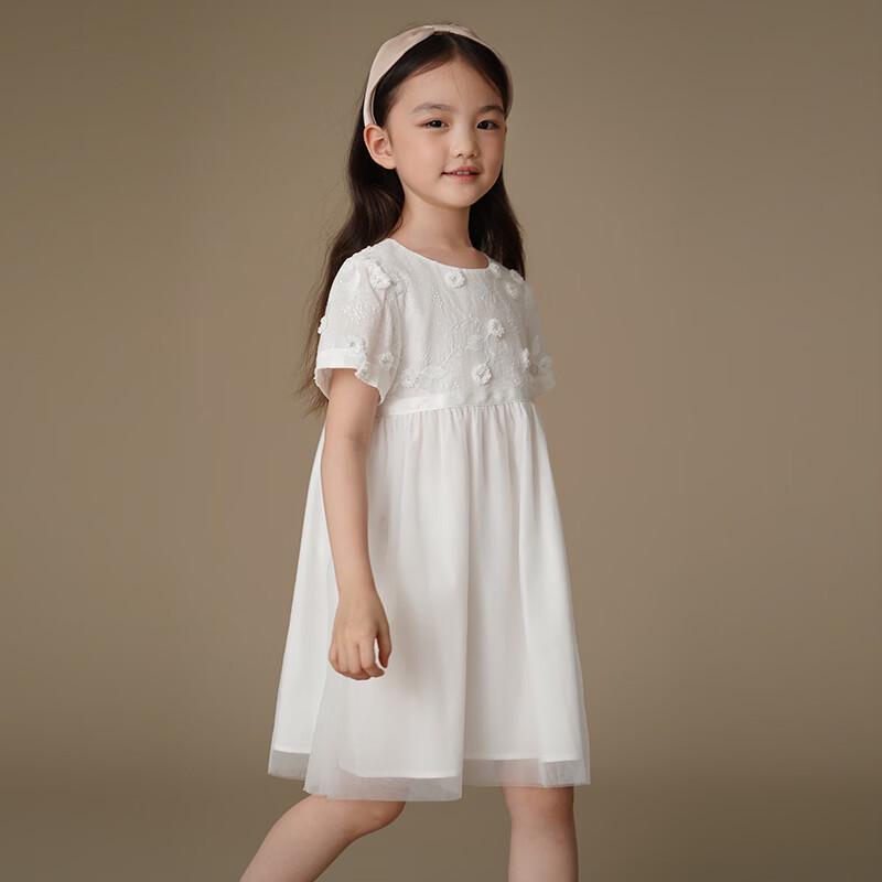 Hacikis Mädchen Sommerkleid aus bestickter weißer Gaze