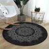 Green Mandala Round Rug Geometric Floor Carpet Art Deco Circle Mat Traditional Anti Slip Mat Black Area Rugs for Living Room