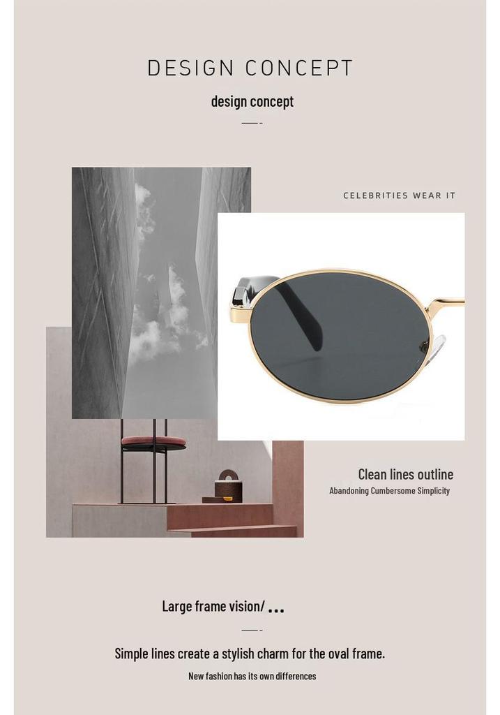Elegant Oval Frame Women's Sunglasses: High-End, Luxury Sun Protection in European & American Fashion.