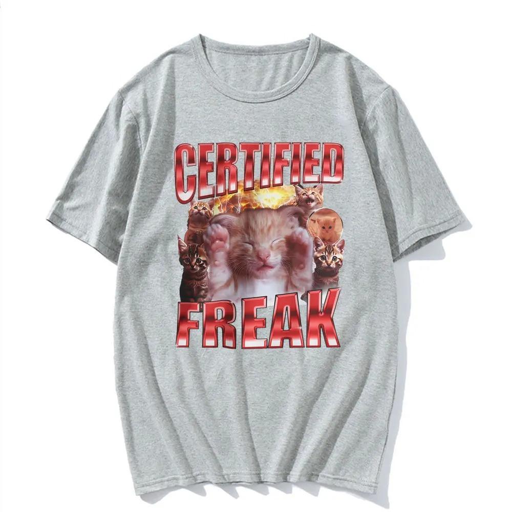 Certified Freak Funny Cute Cat Meme T Shirt Women Clothing Humor Animal Graphic Tee Shirt Summer Kawaii Short Sleeve T-shirt