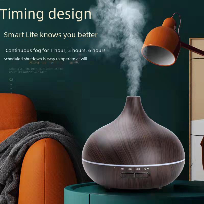 "Smart Wood Grain Aromatherapy Humidifier & Air Purifier for Home and Bedroom"