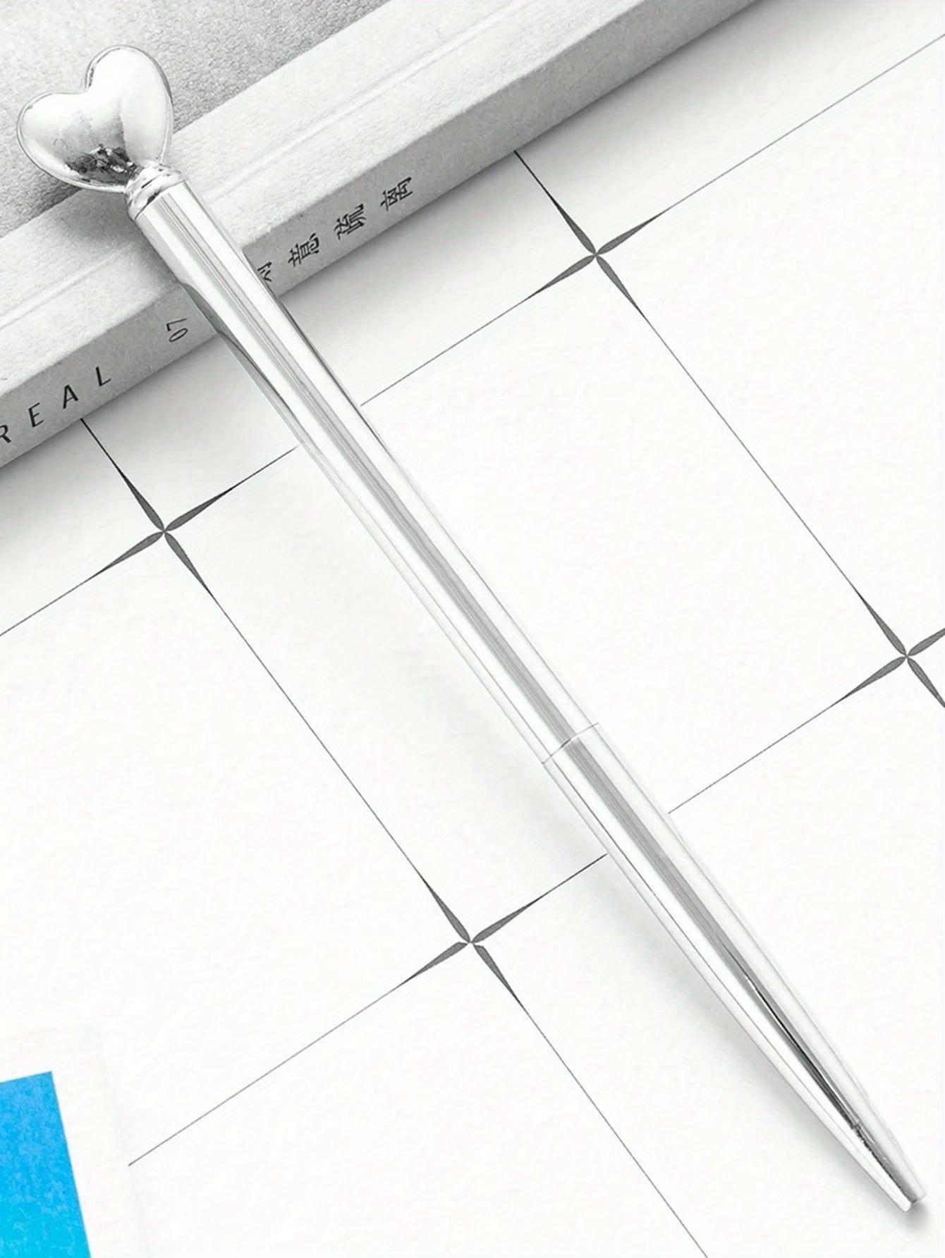 

1 шт. Шариковые ручки в форме сердца, металлические, золотистые - Элегантные и пишущие плавно инструменты для школы, свадеб и подарков, Милый дизайн в виде сердца, Тонкое перо Silver