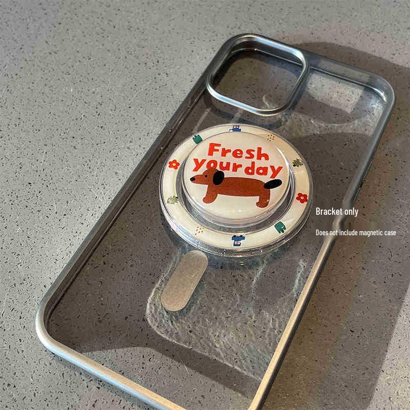 Korean-Style Cartoon Magsafe Magnetic Phone Holder with Retractable Airbag for Selfies