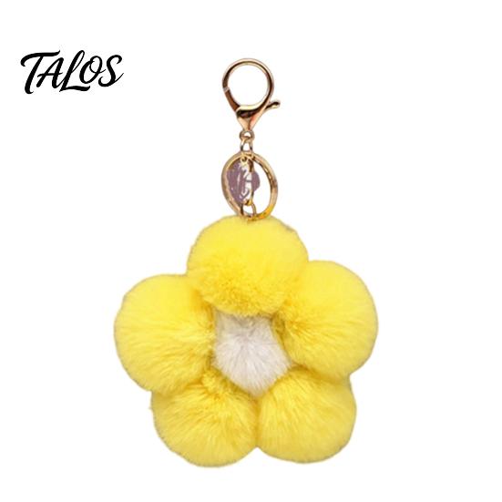 Women Bag Charm Plush Flower Keychain for Handbags, Five-petal Charm, Aesthetic Handbag Pendant Fluffy Backpack Hanging Accessory Soft