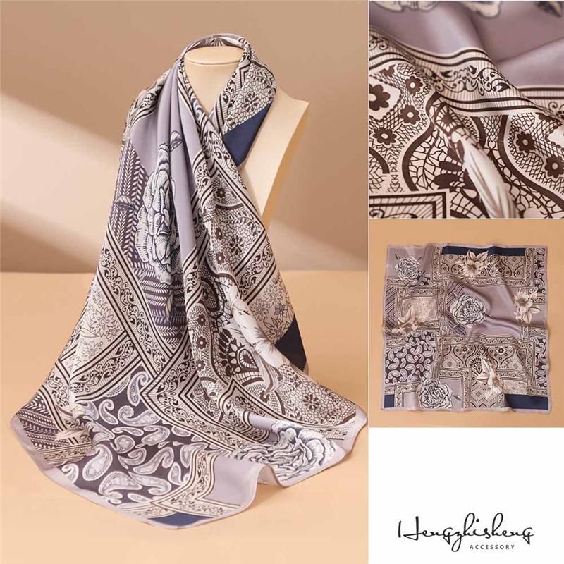 68*68cm 100% Mulberry Silk Scarf Luxury Printed Square Shawl Elegant Lightweight Soft Summer Fashion Accessory Women