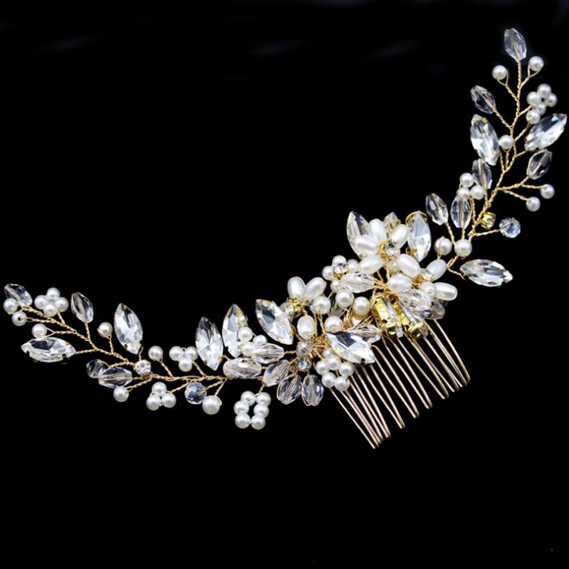 Luxuriöser Braut-Braut-Haarkamm, Hochzeit, Perlen-Clip, Tiara-Stirnband