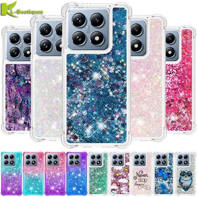 14T Pro Deksel på For Fundas Xiaomi 14T Pro Deksel Bling Glitter Dynamisk Væske Deksel For Xiomi Xiaomi14T 14TPro Telefondeksler Fundas