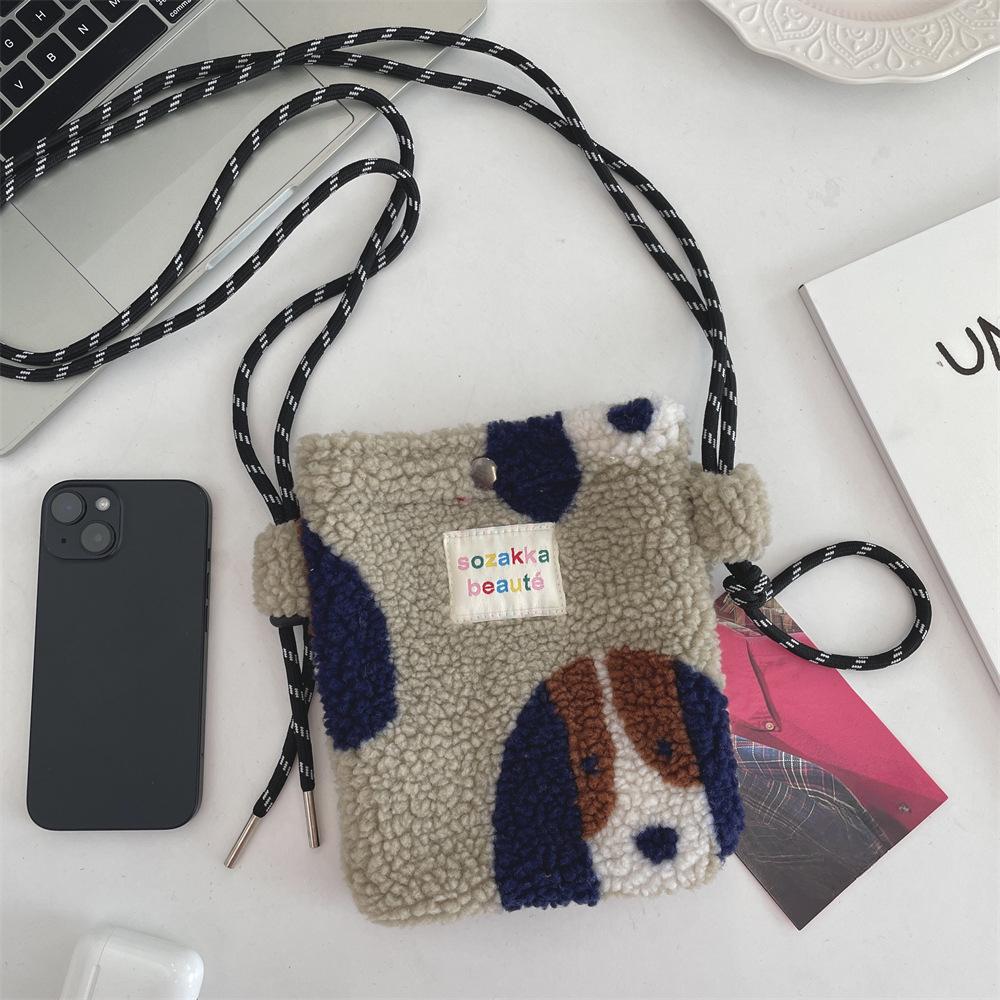 New Plush Dot Crossbody Bags for Women Cute Pink Single Shoulder Crossbody Bag Women Shopping Storage Bag Portable Phe Pouch