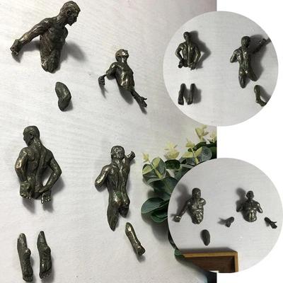 3D Through The Wall Decoration Rock Climber Wall Art Statue Sculpture