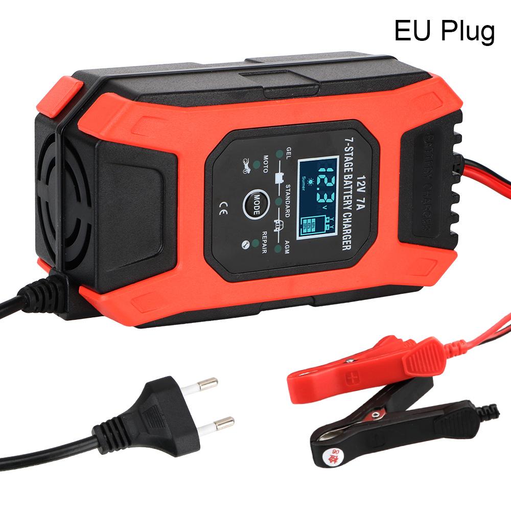 12V 7A Wet Dry Lead Acid Battery Chargers Digital LCD Display 7 Stage Automatic Smart Car Batteries Charger Cartronics Universal