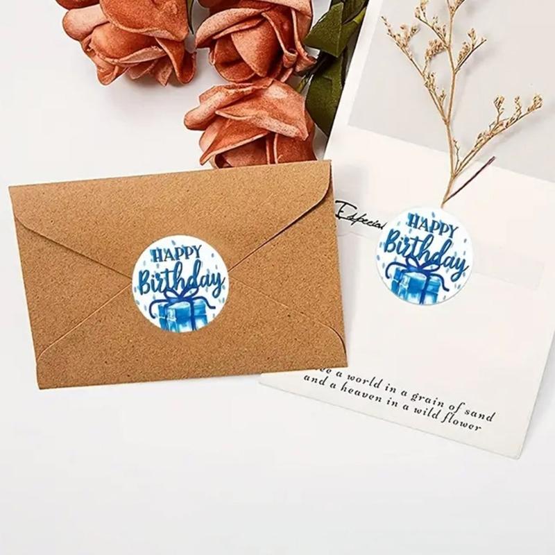Birthday Package Labels Roll 1 Inch Round 500 Count Paper Seals for Favor Bags, Gift Boxes, Envelopes and Handmade Package Closing