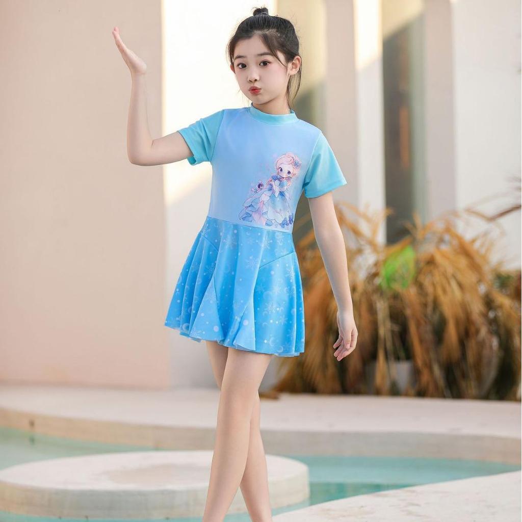 2024 New Cartoon Princess Style Girls' One-Piece Swimsuit (S-M) - Cute Baby Skirt Swimwear