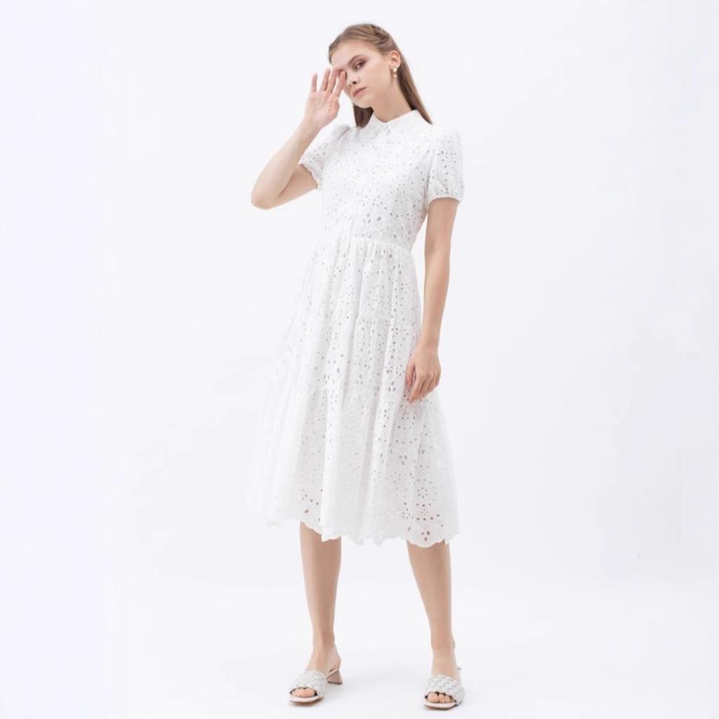 Summer New Waisted Lace Polo Dress, Elegant Fashion Casual Dress for Women European American Crossbody Apparel