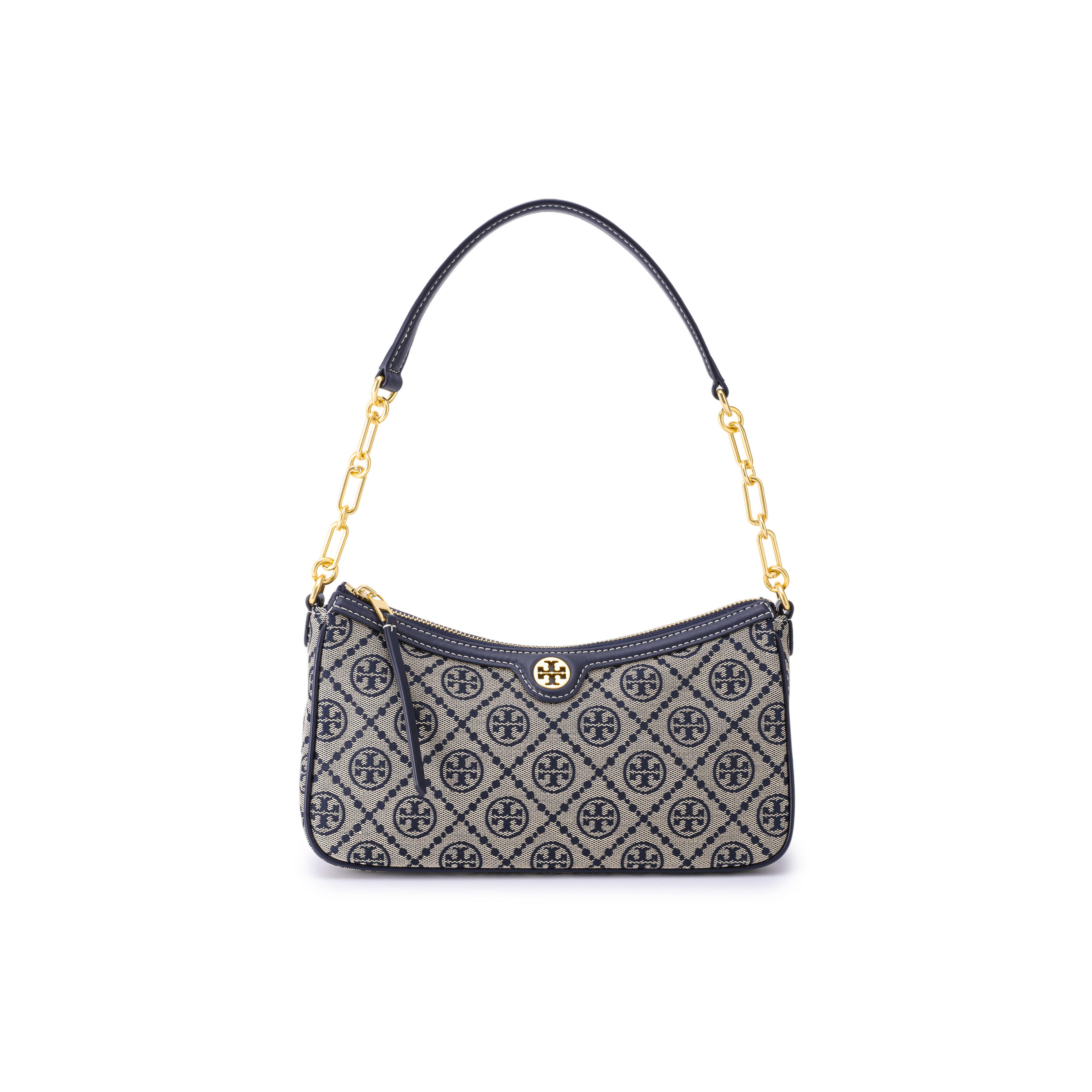 

Tory Burch T Monogram All Over Print Zipper Closure Fabric And Leather Tote Shoulder Bag Women bags Navy-Blue 85137-405 Basic Set (Bag+Dust Bag)