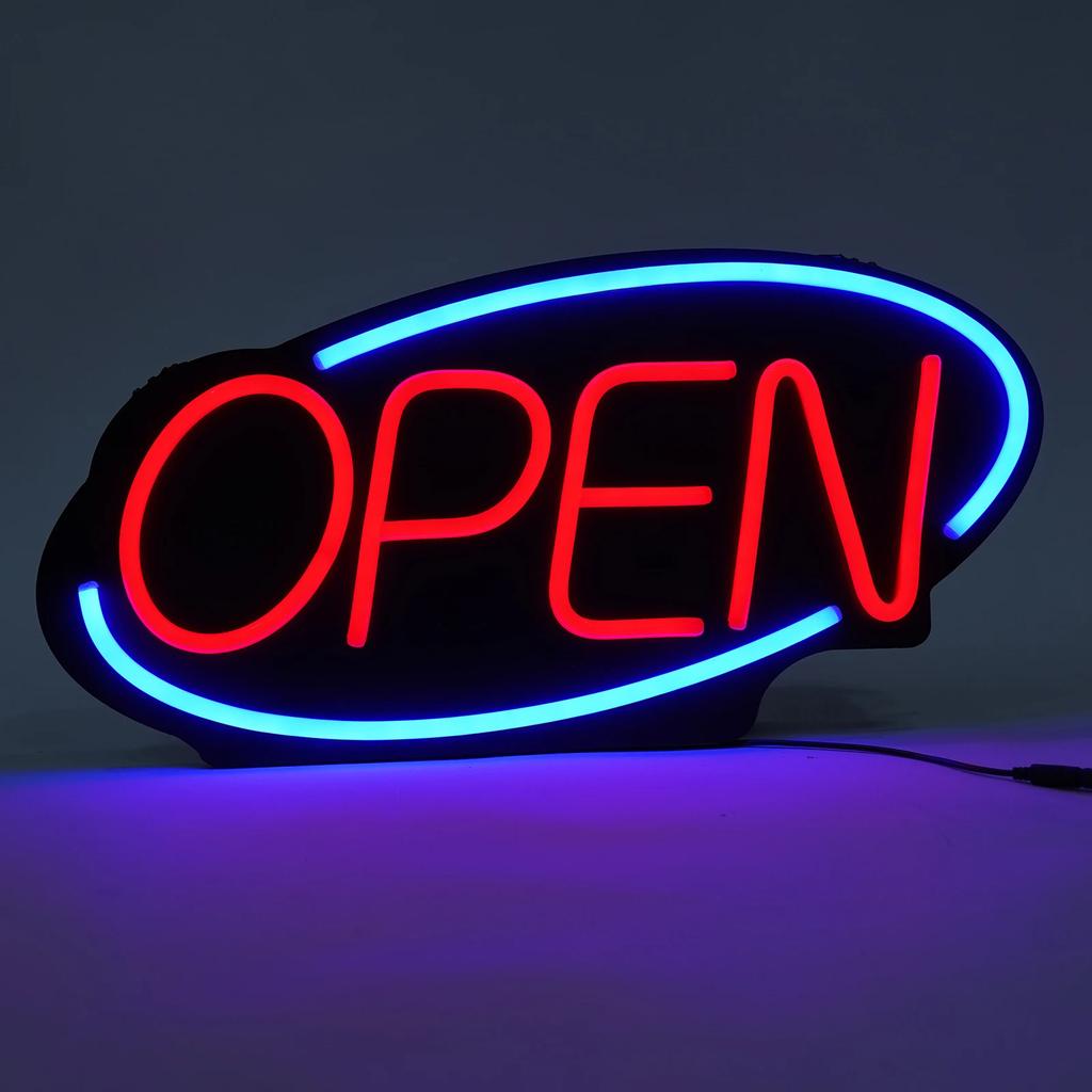 60x30cm Wall Sign "Open" Wall-Mounted Bar Light Sign, Modern Neon Sign,30W Adjustable Brightness 10-100%, Dimmable LED Open Sign