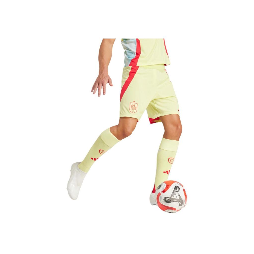 Adidas Spain 24 Away Shorts Logo Pattern Printed Color Block Football Pants Fan Edition Men Shorts Yellow IM8891
