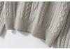 Women's Solid Color Twisted Flower Cable Knit Cashmere Sweater, Thickened Half-High Collar Slim Fit Base Layer Top