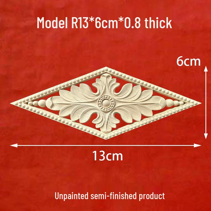 Rectangular Antique Flower Carved Wood Decals