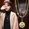 Elegant Layer Double Smiley Face Necklace For Women In Stylish Korean Design Available In Silver And Gold Elegant Titanium Steel