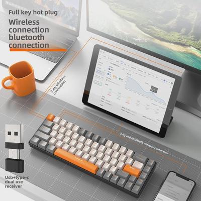 Free Wolf K68 Dual-Mode Bluetooth Wireless Mechanische Tastatur, Benutzerdefinierte Farbe, Hot-Swappable Gaming-Tasten.