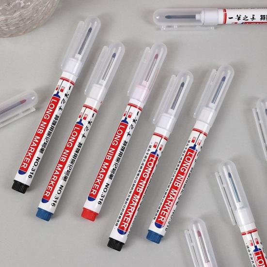 Extra-Long Tip Marker Pen Fine Line Woodworking Tile Metal Marker for Deep Hole & Plumbing Oil-Based