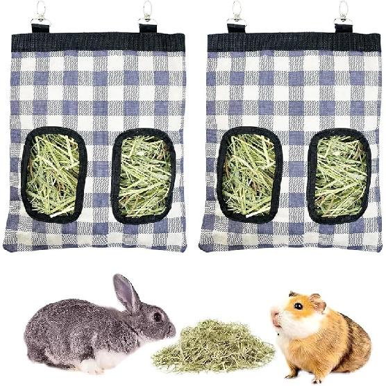 Rabbit Hay Feeder Bag, Large Capacity Rabbit Hay Bag Small Animal Hanging Hay Bag 600D Oxford Cloth Bunny Hay Feeder Bag for Rabbits Guinea Pigs