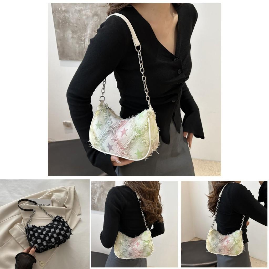 Chic Commuter Crescent Bag Stylish Canvas Crossbody Purse For Trendy Women