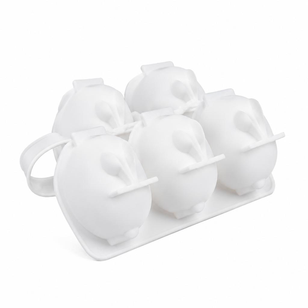 Stampo in Silicone a Forma di Coniglio 6 Cavità 3D Bianco Flessibile Formina per Dessert per Mousse Gelatina Budino Mini Torte e Dolcetti Carini da Forno Casalingo