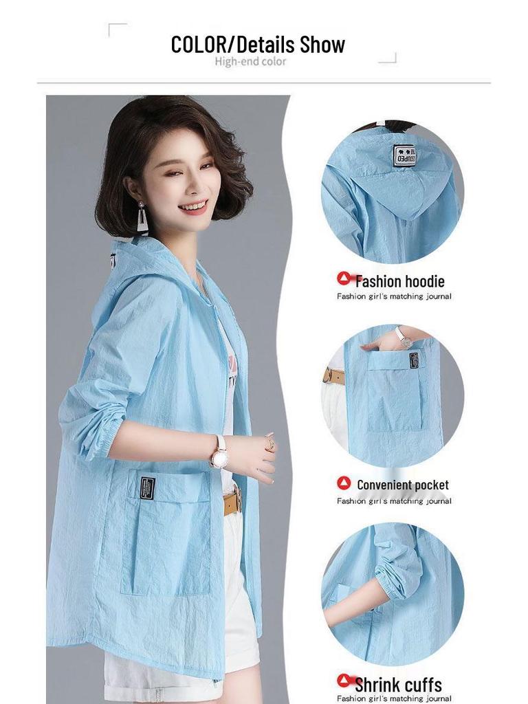 Plus Size Women's Mid-Length UV Protection Summer Coat (80-200 jin)