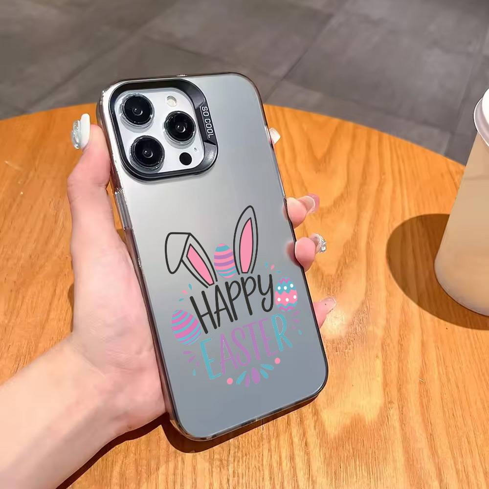 H-Happy Easter To You Phone Case For iPhone17,16,15,14,13,12,11 Plus,Pro Max Candy Silver Plated Inside Cover