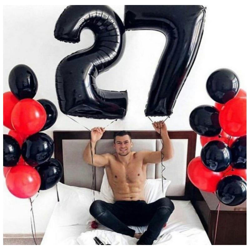 40 Inch Black Figure Foil Number Balloon Anniversary Birthday Party Decoration Adult Bridal Shower Digital Ballon Kids Globo