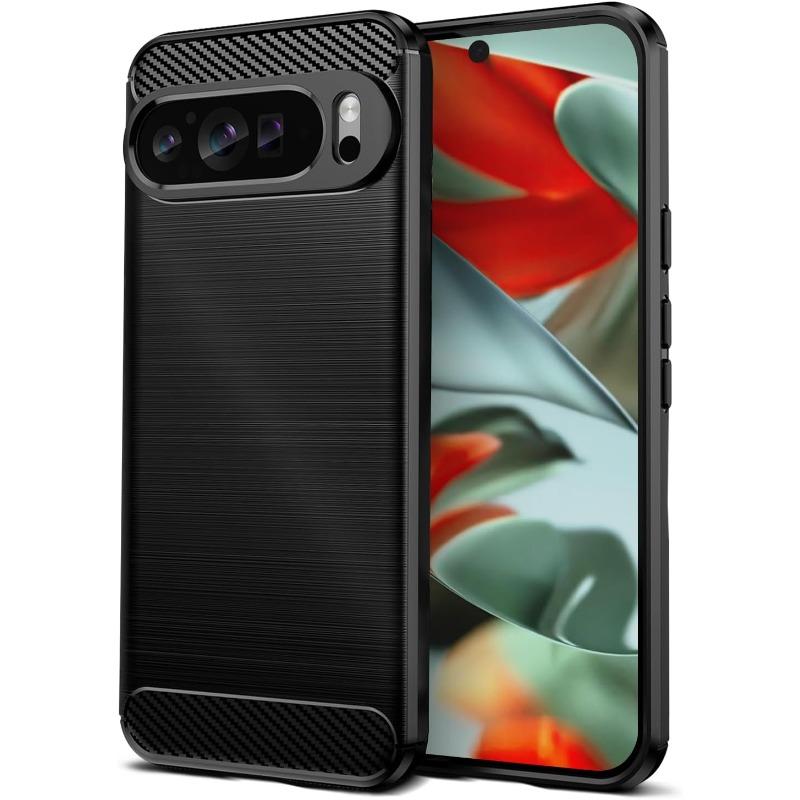 

Stylish Carbon Fiber TPU Rubber Slim Case for Google Pixel 10 9 8 Pro XL Shockproof Supports Wireless Charging Protector Cover Google Pixel 10