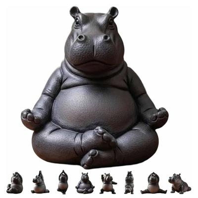 3D Printing Yoga Hippopotamus Statue Hippopotamus Figurine Multiple Styles Hippopotamus Decorative Ornaments Resin Mini
