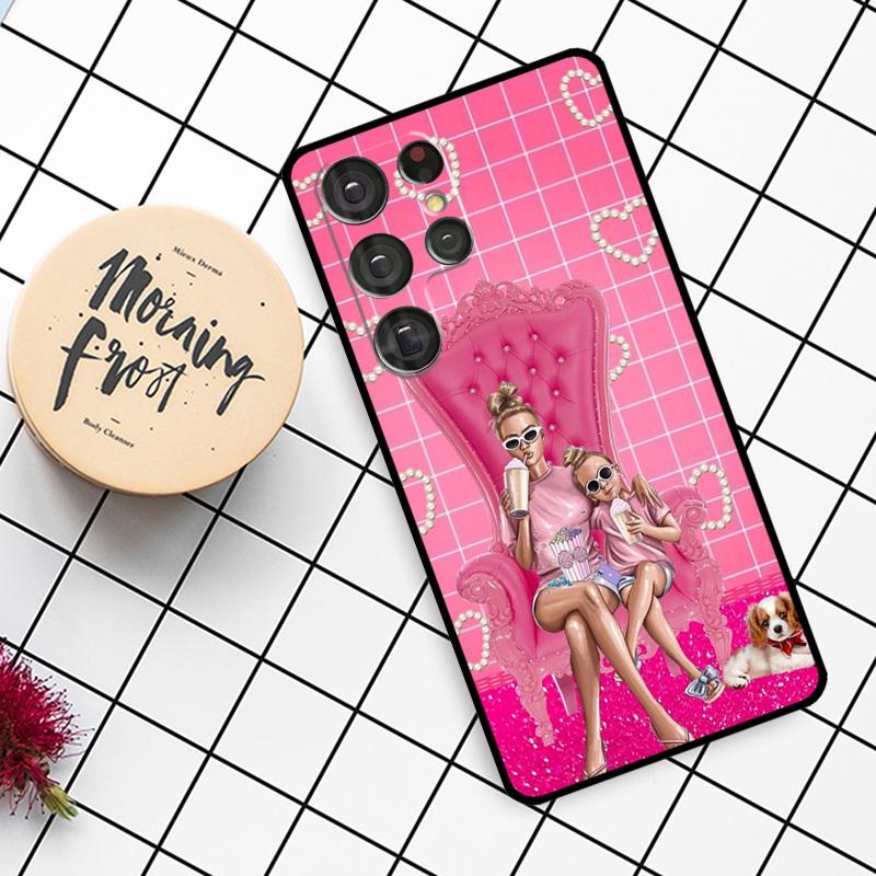 Super Mom Baby Girl Son Daughter Case For Samsung Galaxy S23 S10 S9 S8 Note 10 Plus Note 20 S22 Ultra S20 FE S21 FE Phone Cover