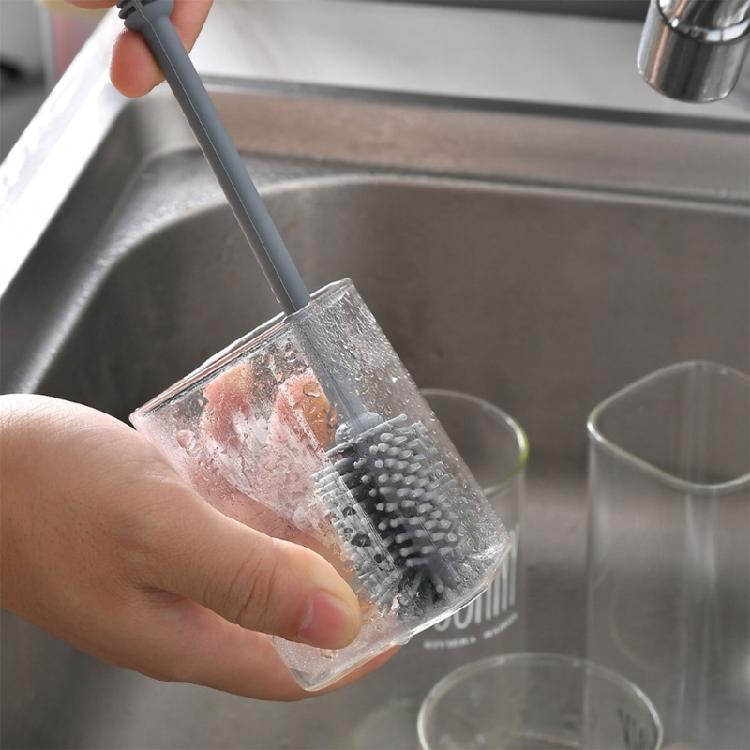 Bottle Brush Silicone Cleaning Tool With Long Handle For Efficient Bottle And Glassware Maintenance
