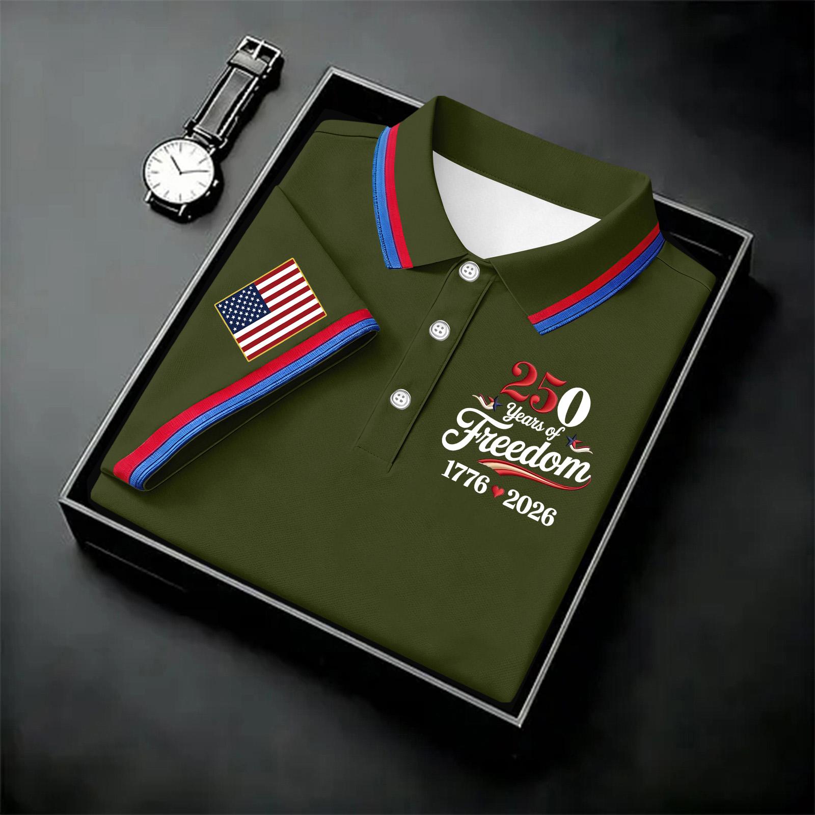 

Men s Vintage Polo Shirt Short Sleeve Collared Shirt Classic Fit Casual Top with Independence Day Inspired Print Retro Style L